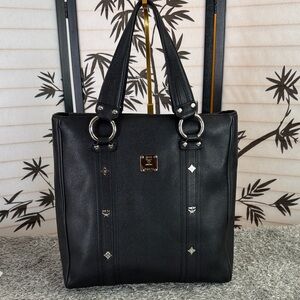 MCM Studded Black  Leather Tote Bag